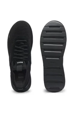Trainers with knitted uppers and suede trims