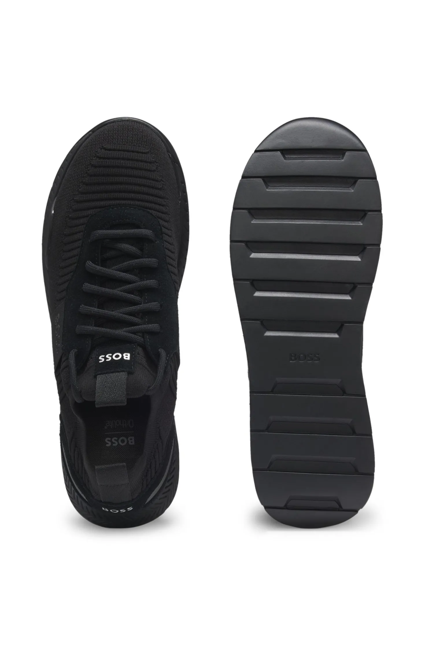 Trainers with knitted uppers and suede trims