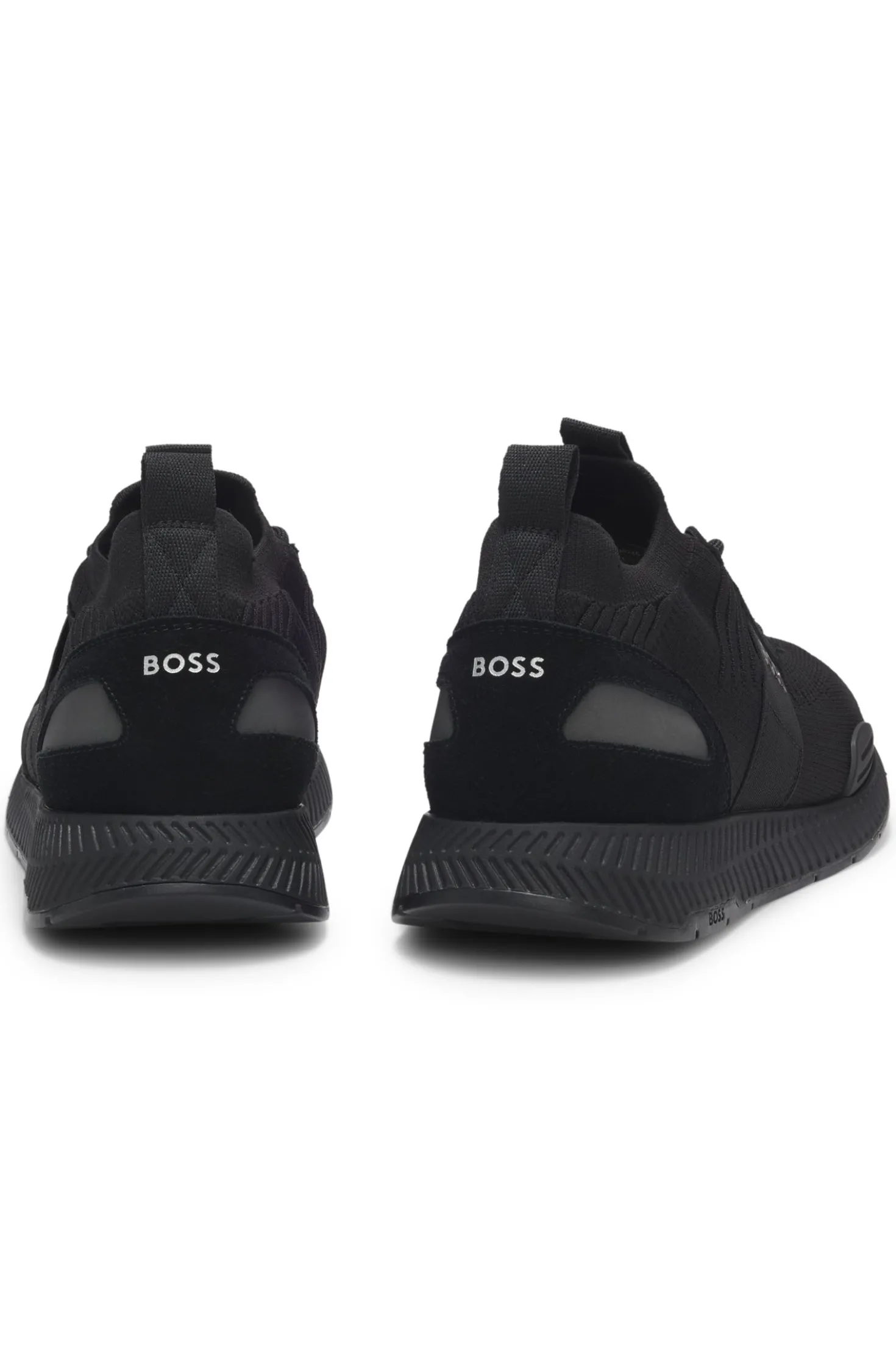 Trainers with knitted uppers and suede trims