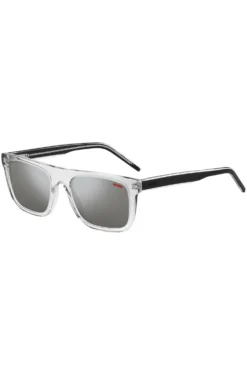 Transparent-acetate sunglasses with black layered temples