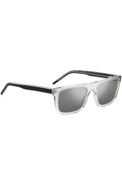 Transparent-acetate sunglasses with black layered temples