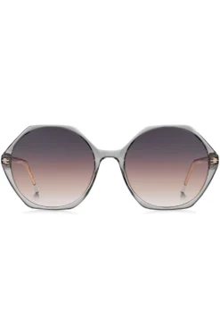 Transparent-acetate sunglasses with hexagonal frames
