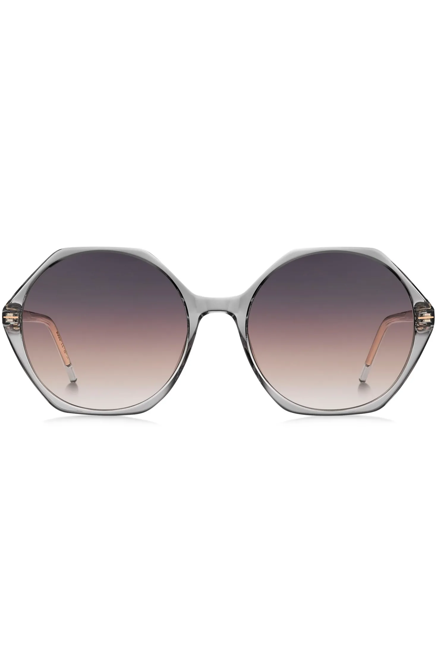 Transparent-acetate sunglasses with hexagonal frames