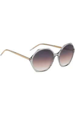 Transparent-acetate sunglasses with hexagonal frames