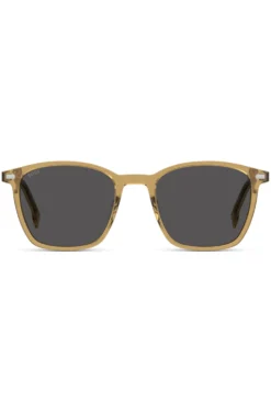 Transparent-beige sunglasses with grey lenses