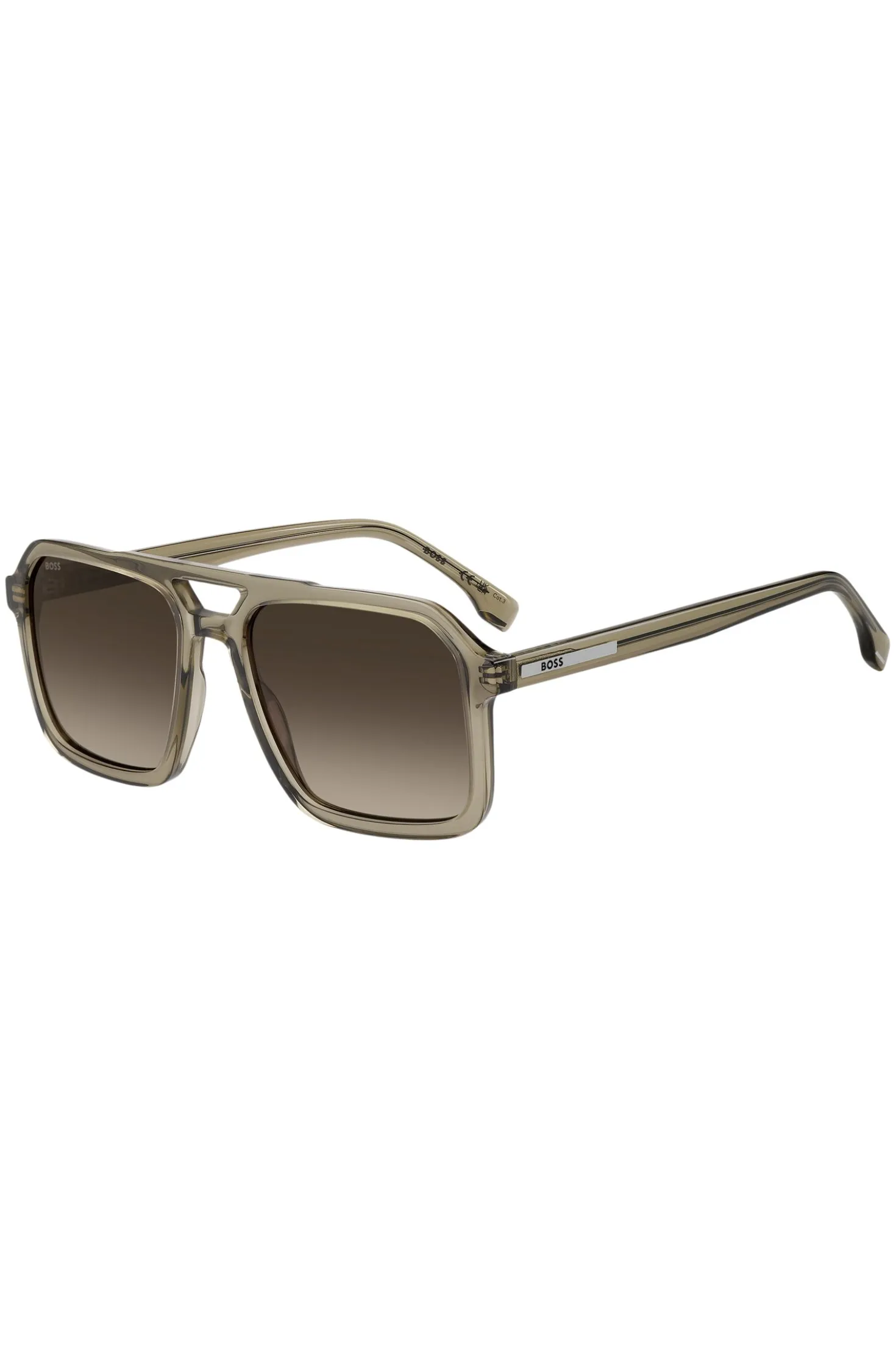 Transparent-brown sunglasses with logo trim