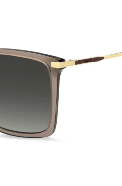 Transparent-brown sunglasses with gold-tone trims