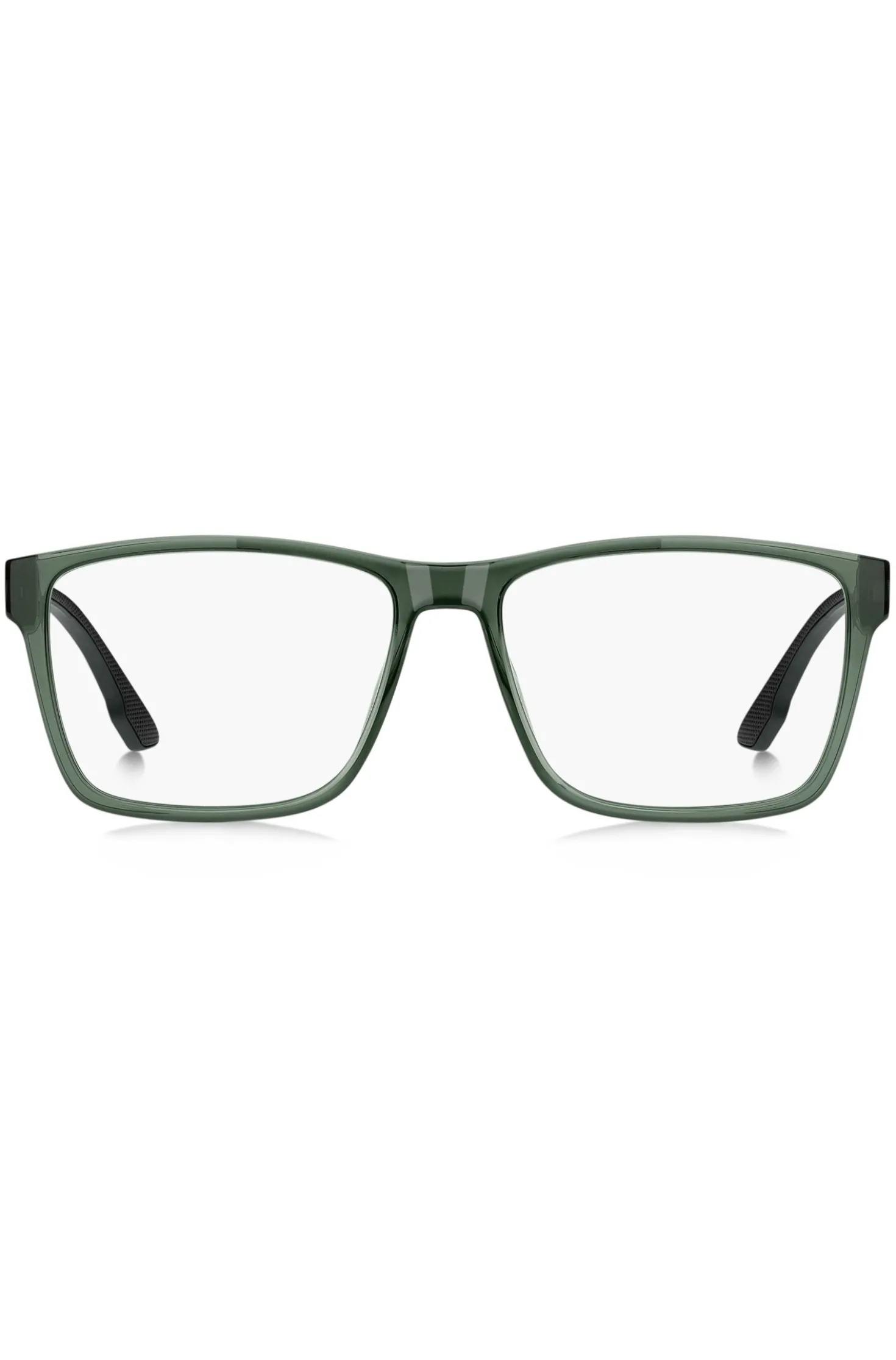 Transparent-green optical frames with logo plaque