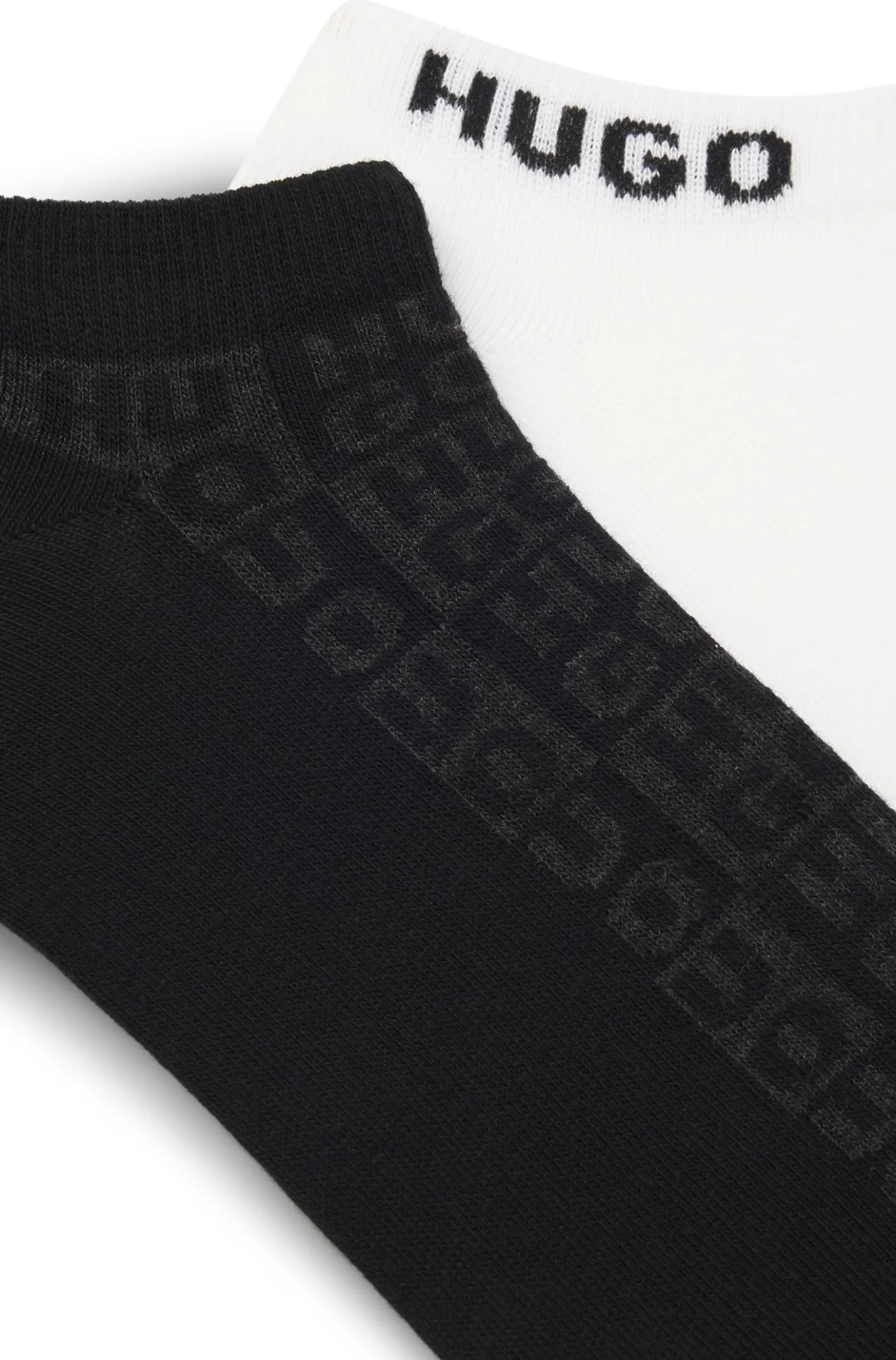 Two-pack of ankle-length socks with logo intarsia