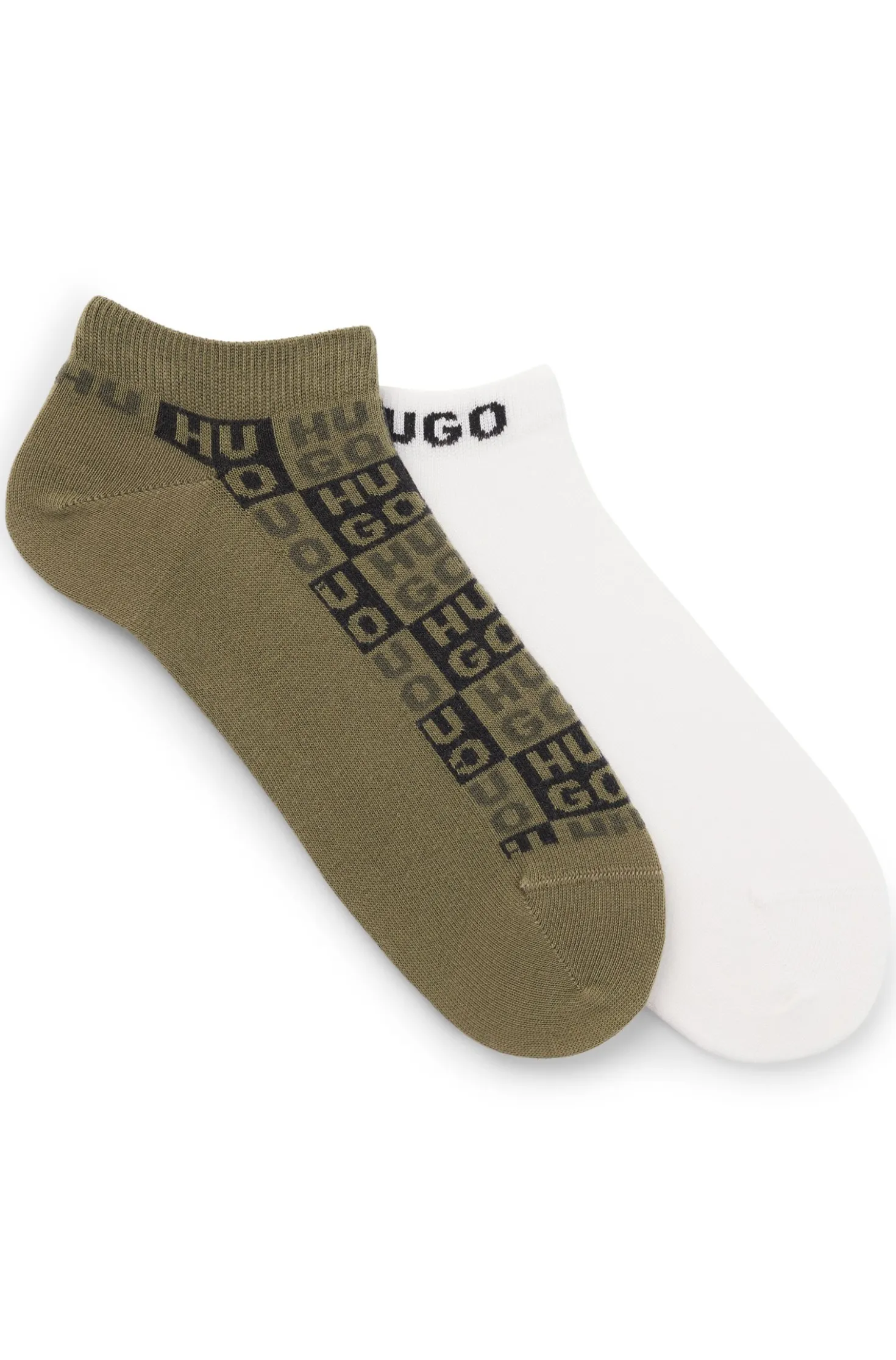 Two-pack of ankle-length socks with logo intarsia