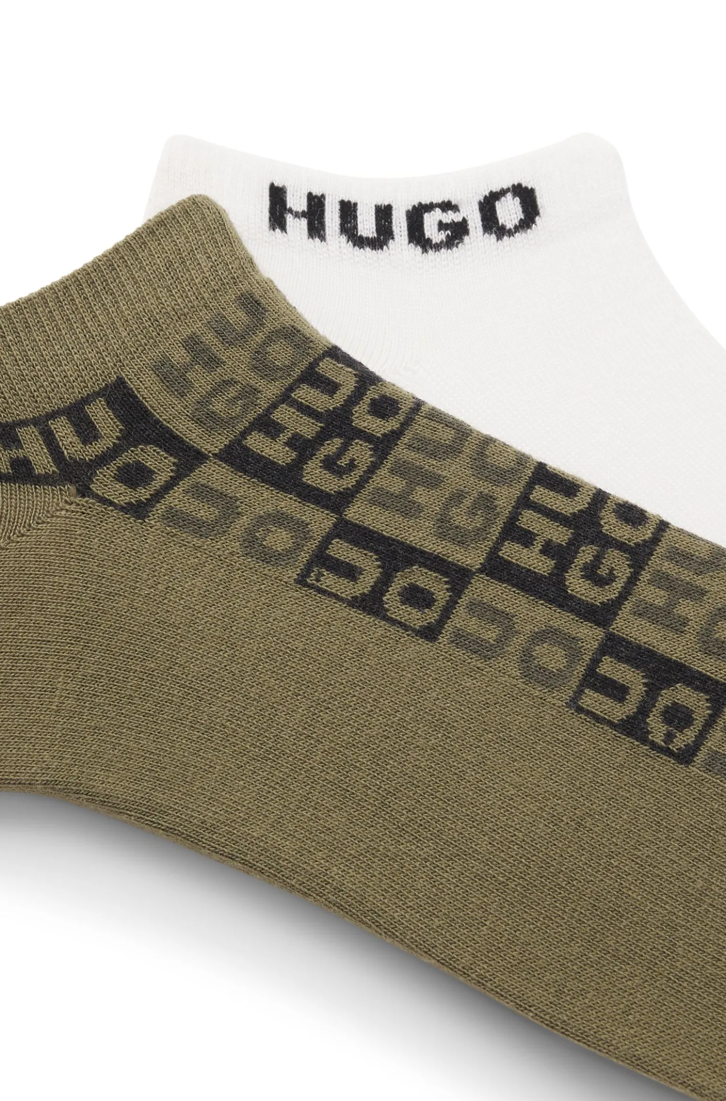Two-pack of ankle-length socks with logo intarsia