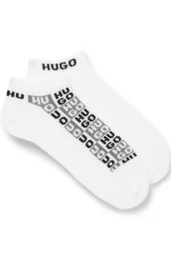 Two-pack of ankle-length socks with logo intarsia