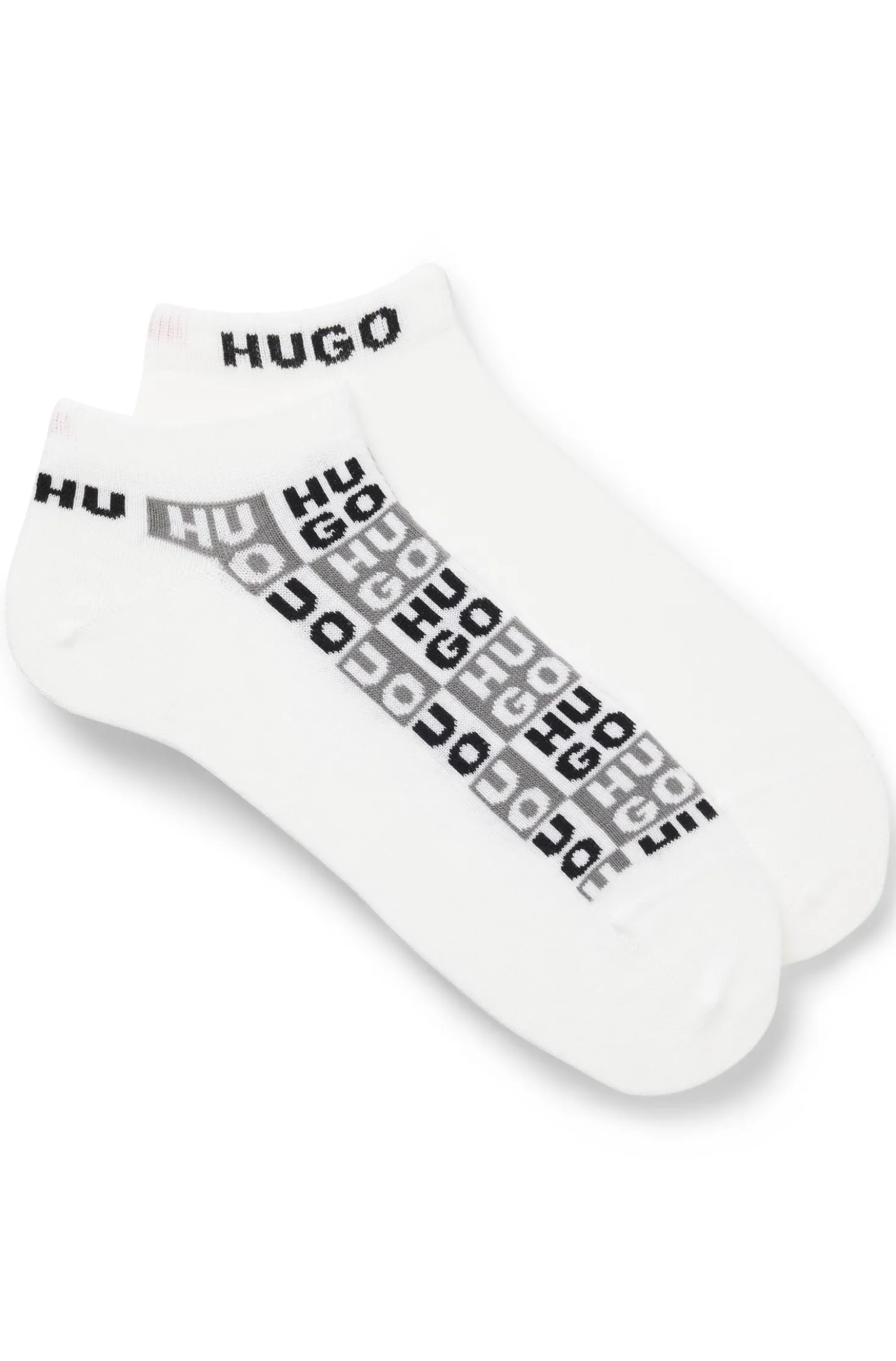 Two-pack of ankle-length socks with logo intarsia
