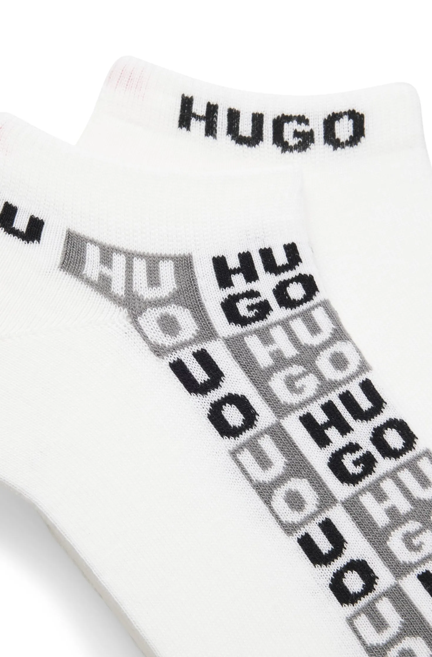 Two-pack of ankle-length socks with logo intarsia