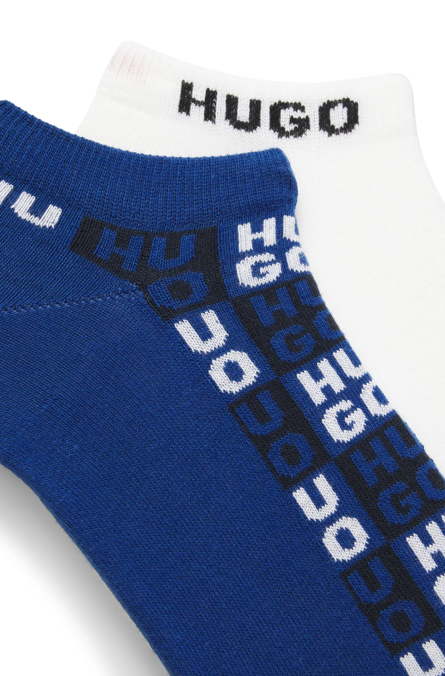 Two-pack of ankle-length socks with logo intarsia