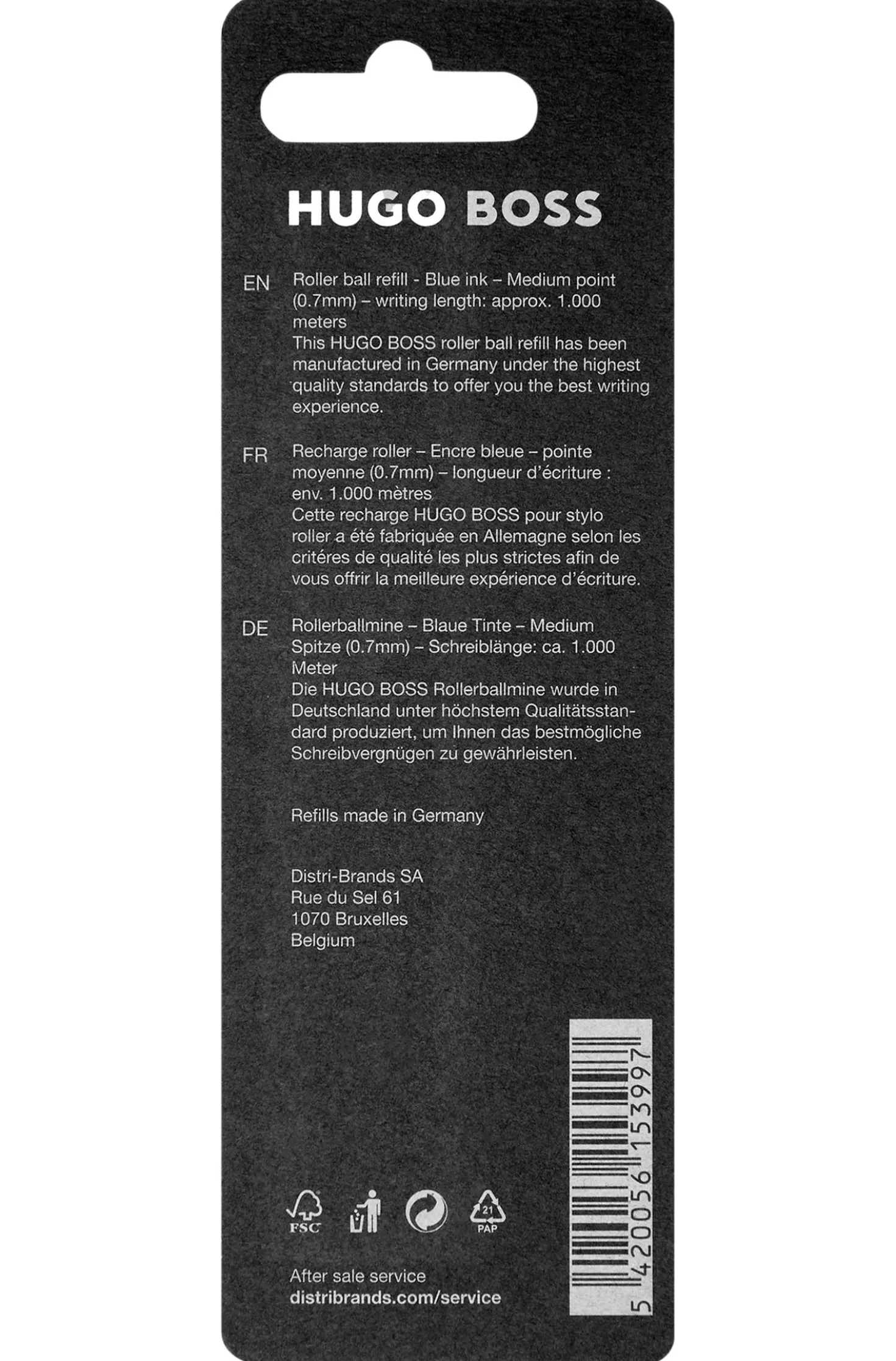 Two-pack of blue-ink rollerball pen refills