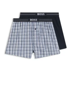 Two-pack of cotton pyjama shorts with logo waistbands
