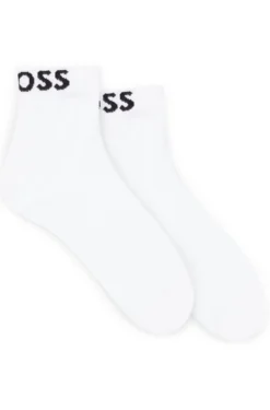 Two-pack of quarter-length socks with contrast logos