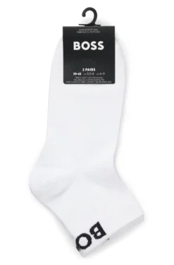 Two-pack of quarter-length socks with contrast logos