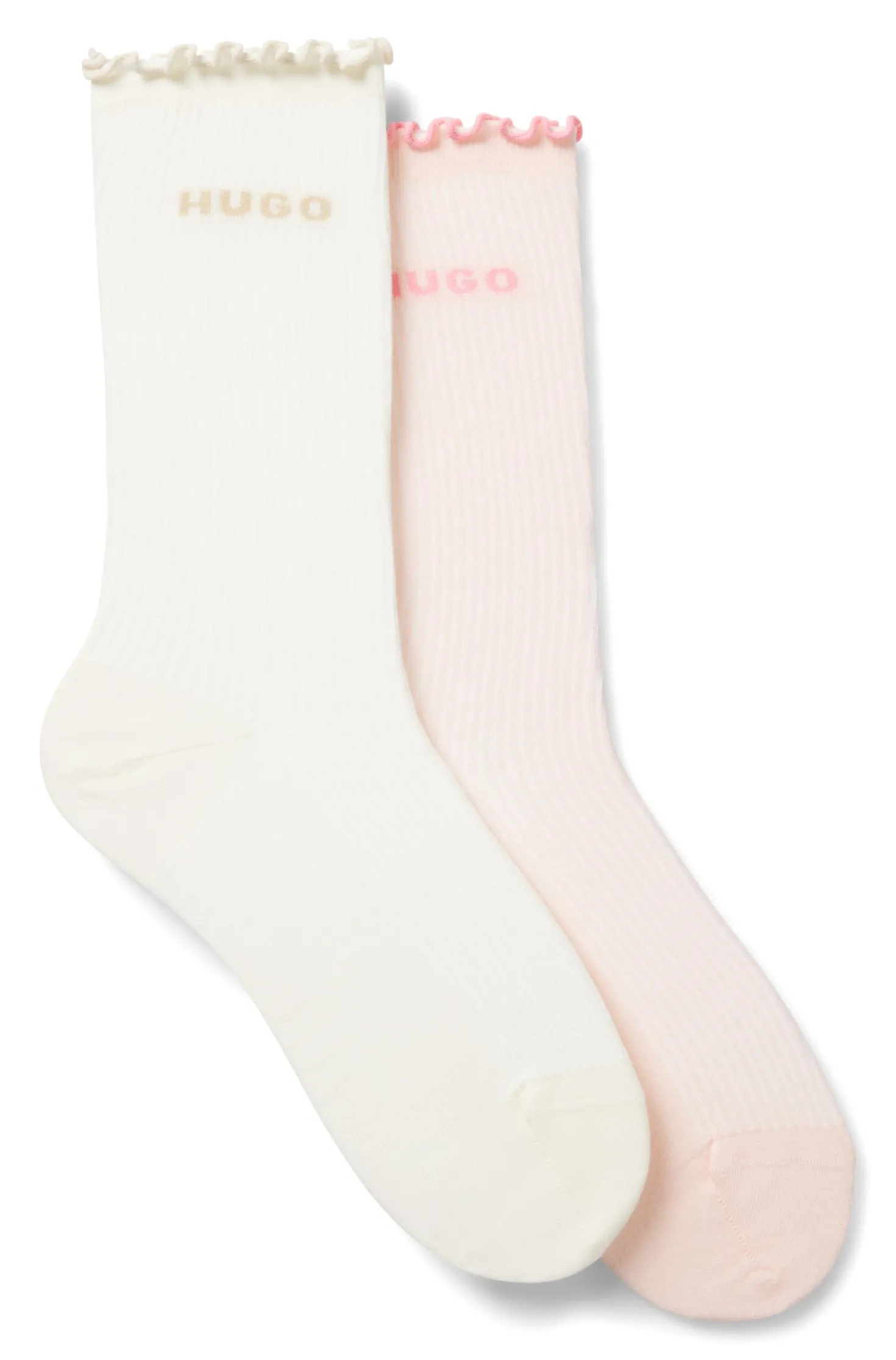 Two-pack of regular-length socks with lettuce cuff