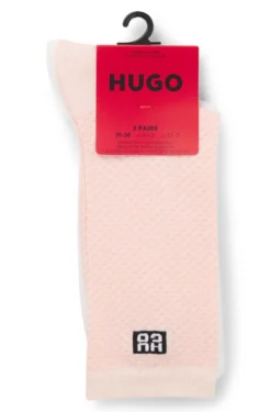 Two-pack of regular-length socks with stacked logos