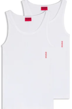 Two-pack of underwear vests in ribbed stretch cotton