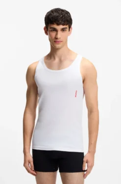 Two-pack of underwear vests in ribbed stretch cotton