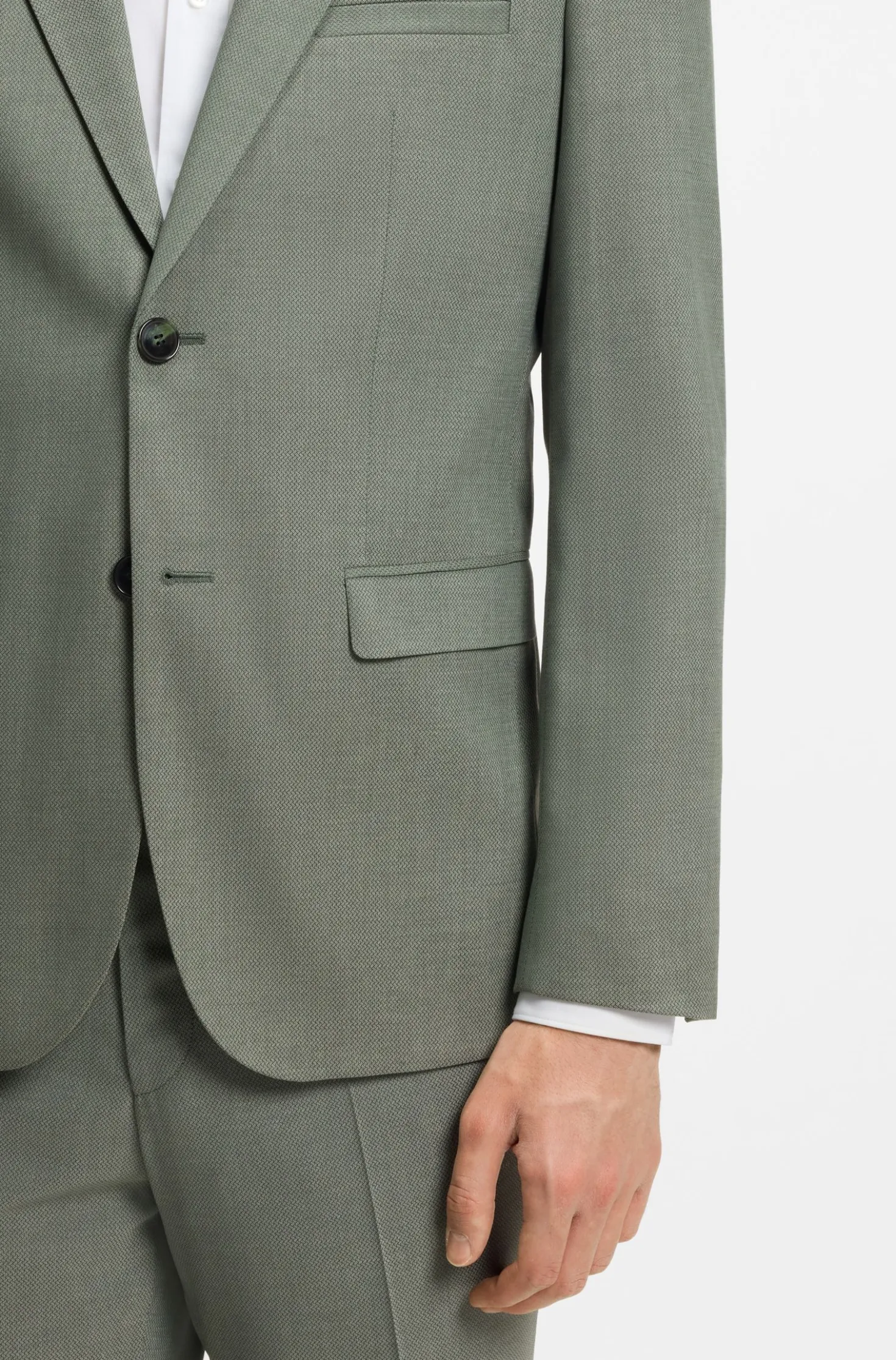 Two-piece extra-slim-fit suit in patterned fabric