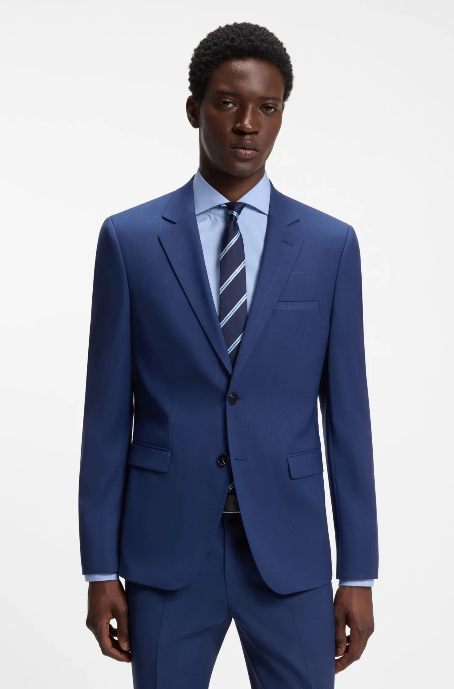 Two-piece extra-slim-fit suit in checked twill