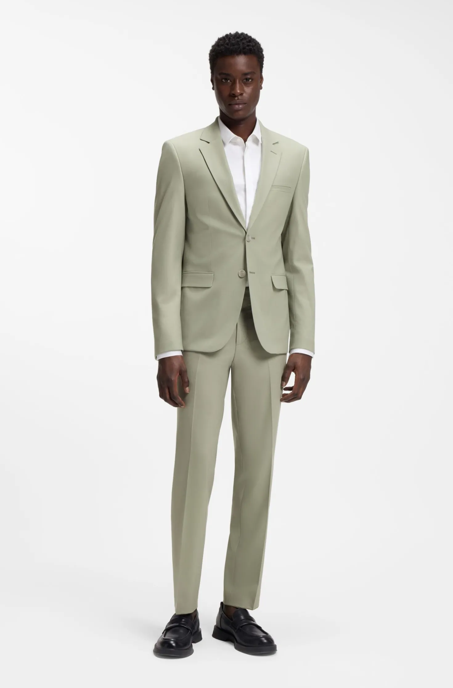Two-piece extra-slim-fit suit in wool-blend poplin
