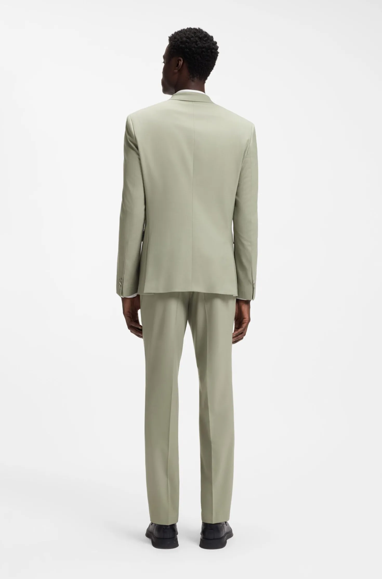 Two-piece extra-slim-fit suit in wool-blend poplin