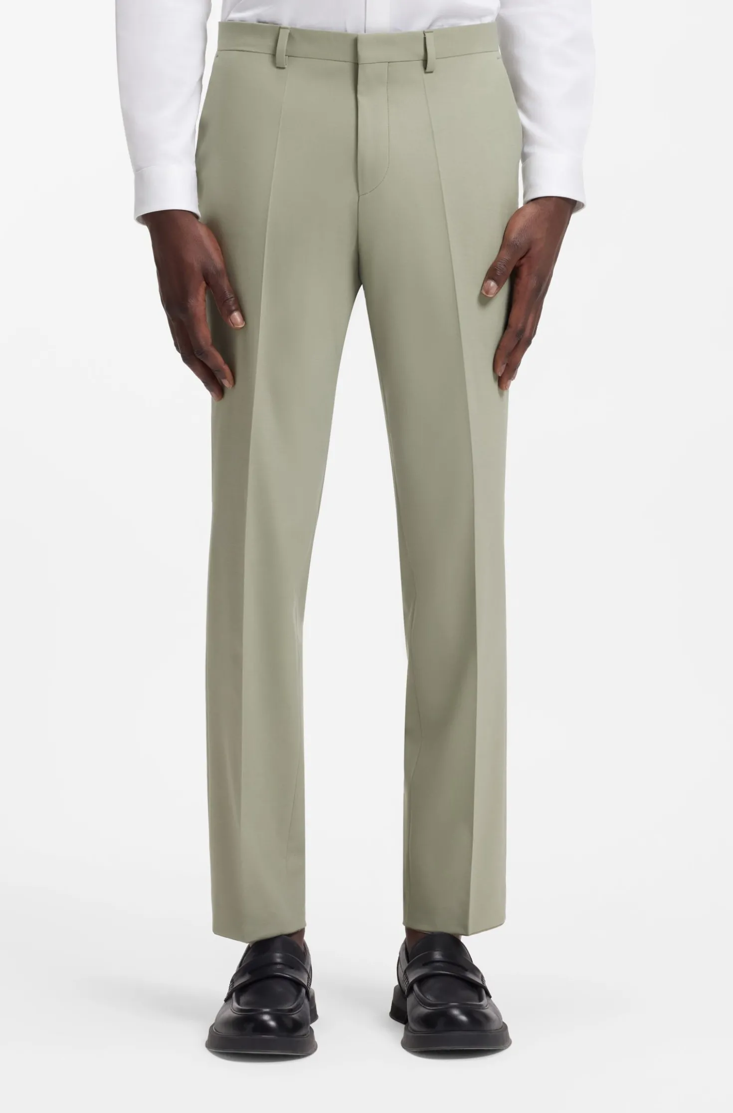 Two-piece extra-slim-fit suit in wool-blend poplin