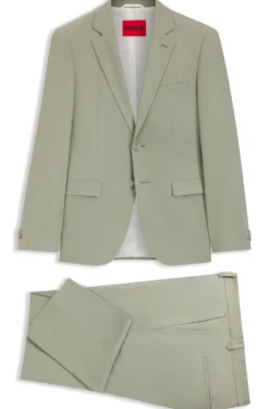 Two-piece extra-slim-fit suit in wool-blend poplin