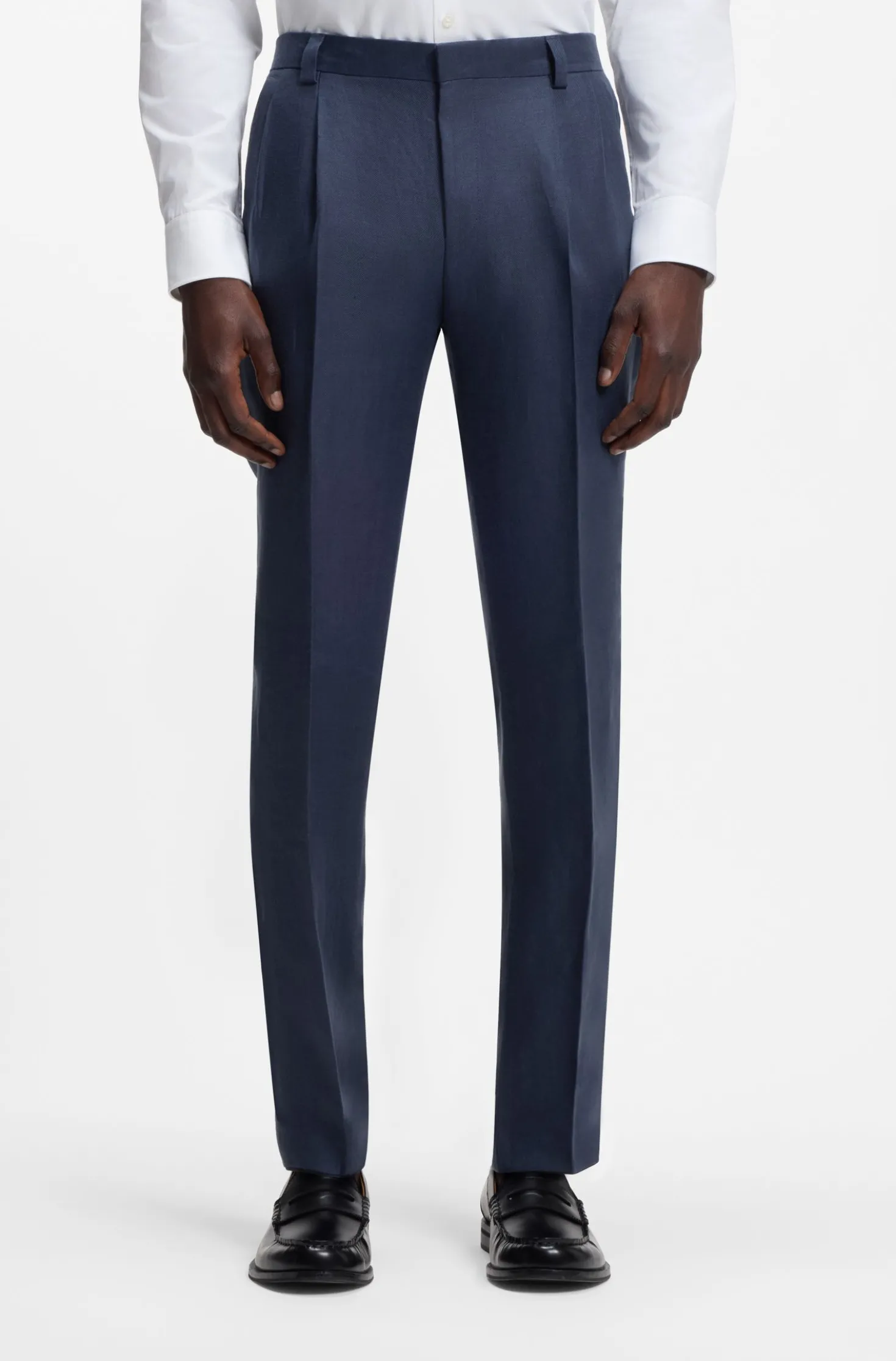 Two-piece extra-slim-fit suit in linen twill