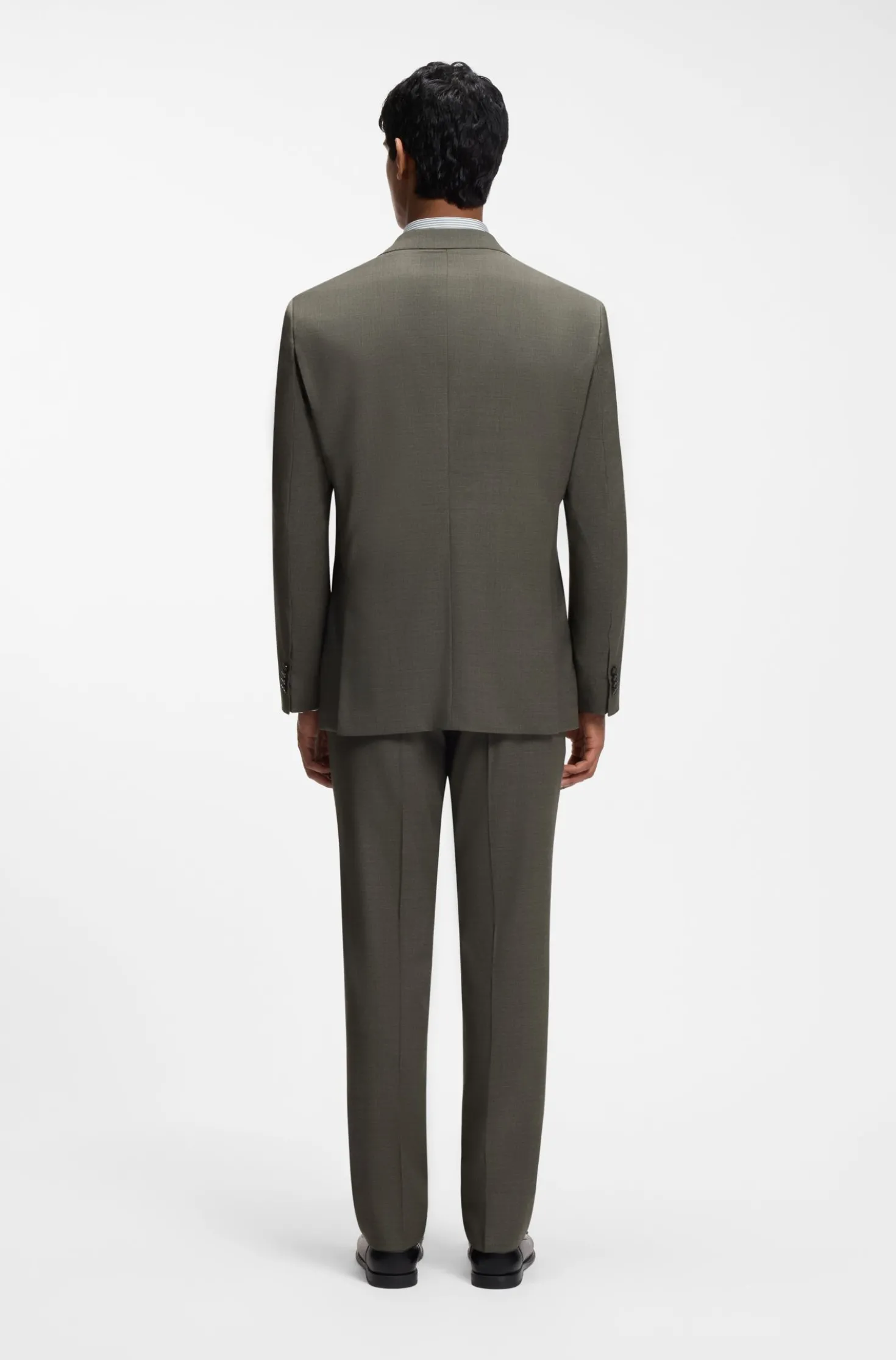 Two-piece regular-fit suit in melange stretch wool