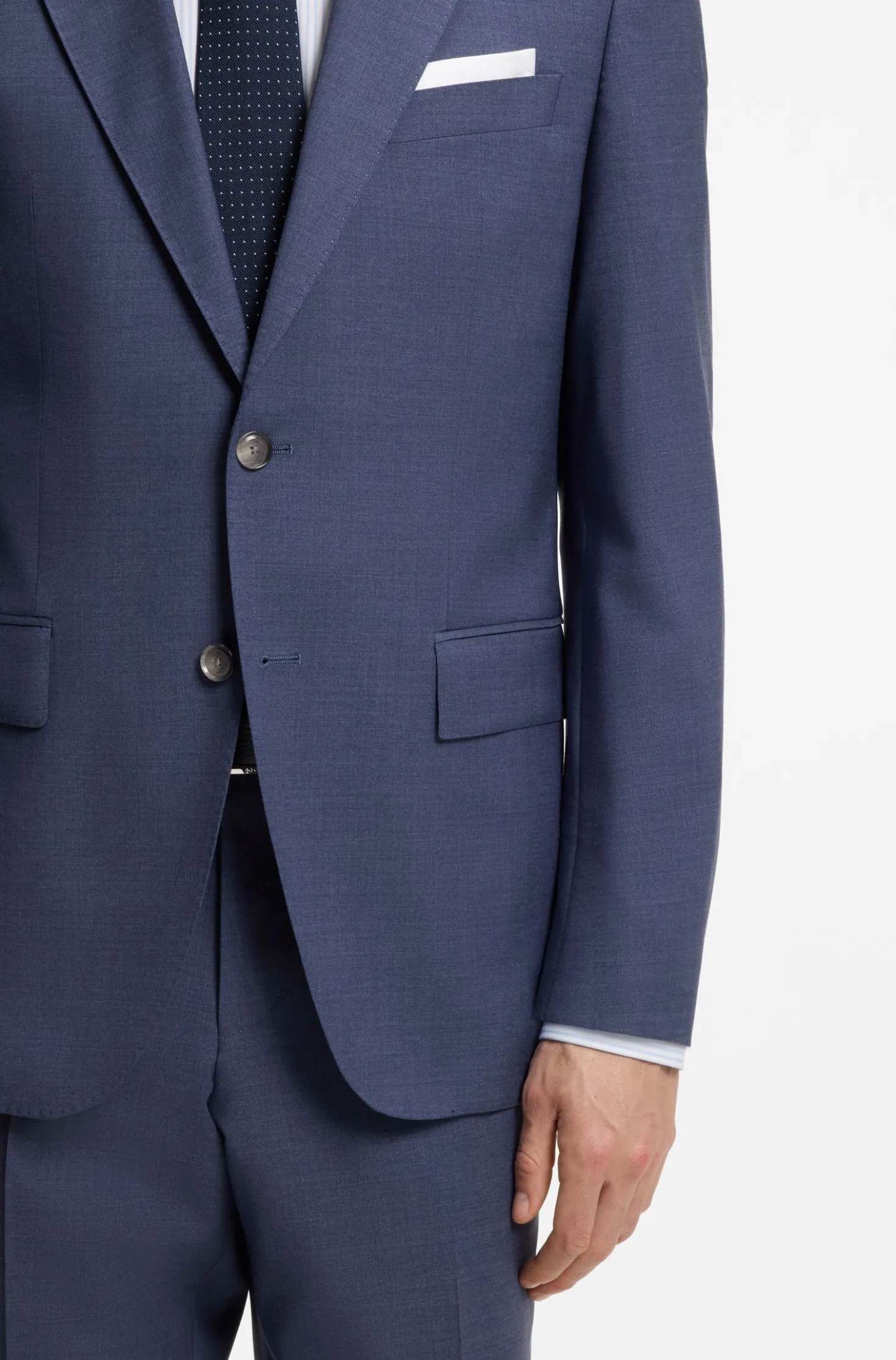 Two-piece regular-fit suit in melange stretch wool