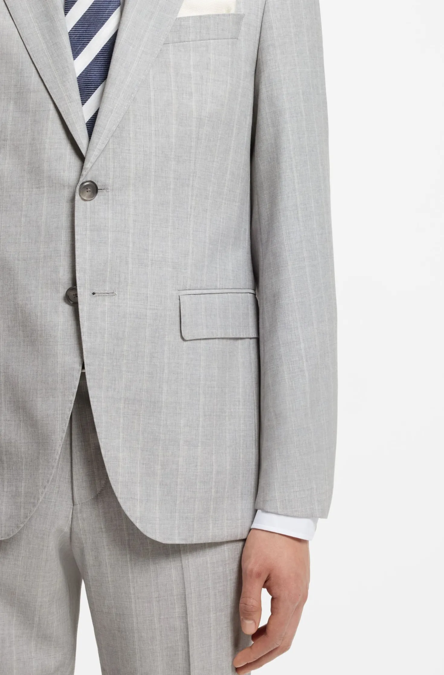Two-piece regular-fit suit in striped virgin wool