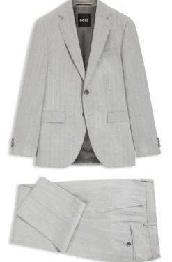Two-piece regular-fit suit in striped virgin wool