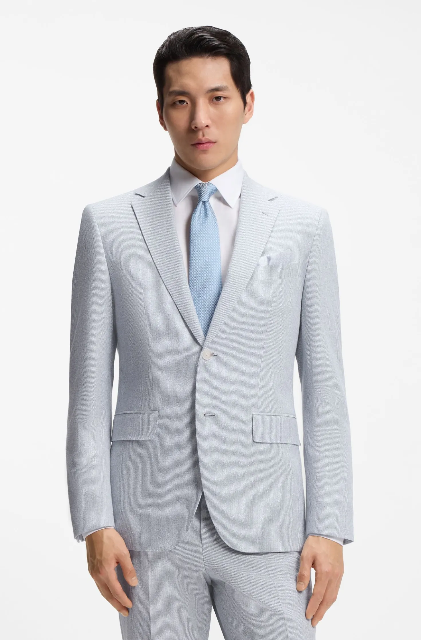 Two-piece regular-fit suit in stretch bouclé