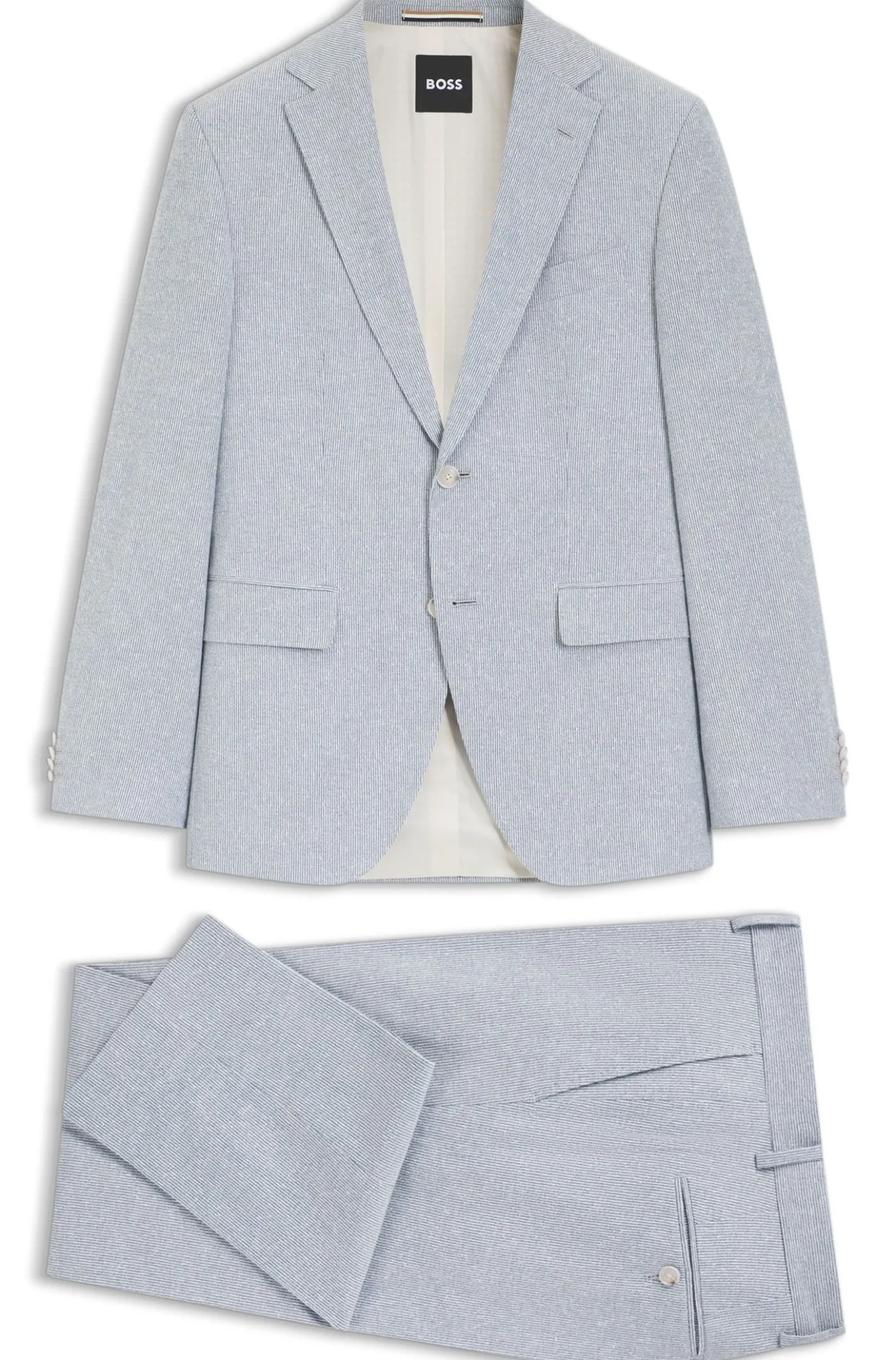 Two-piece regular-fit suit in stretch bouclé