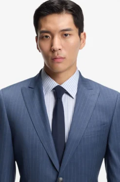 Two-piece regular-fit suit in striped virgin wool