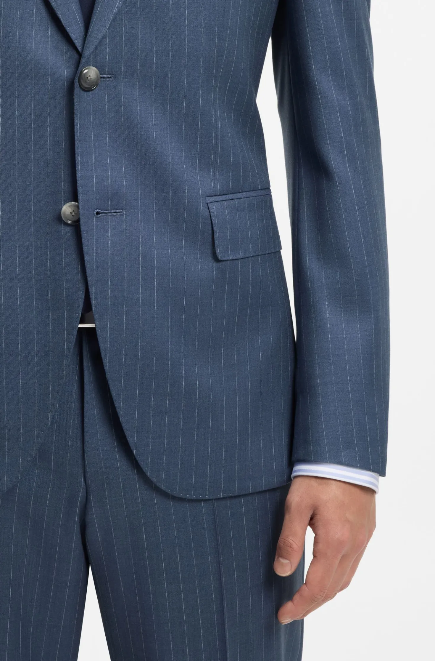 Two-piece regular-fit suit in striped virgin wool