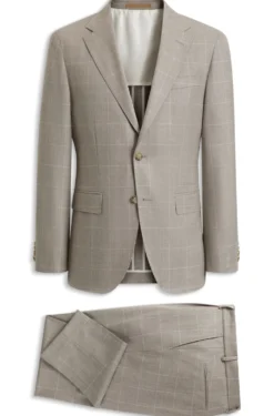 Two-piece slim-fit suit in checked Italian wool