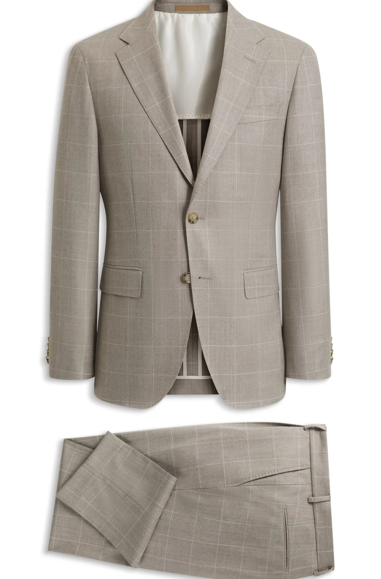 Two-piece slim-fit suit in checked Italian wool