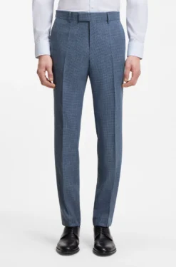 Two-piece slim-fit suit in cotton and virgin wool