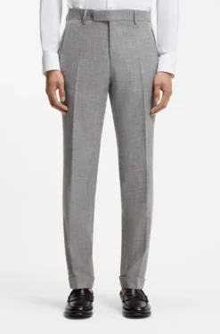 Two-piece slim-fit suit in cotton and virgin wool