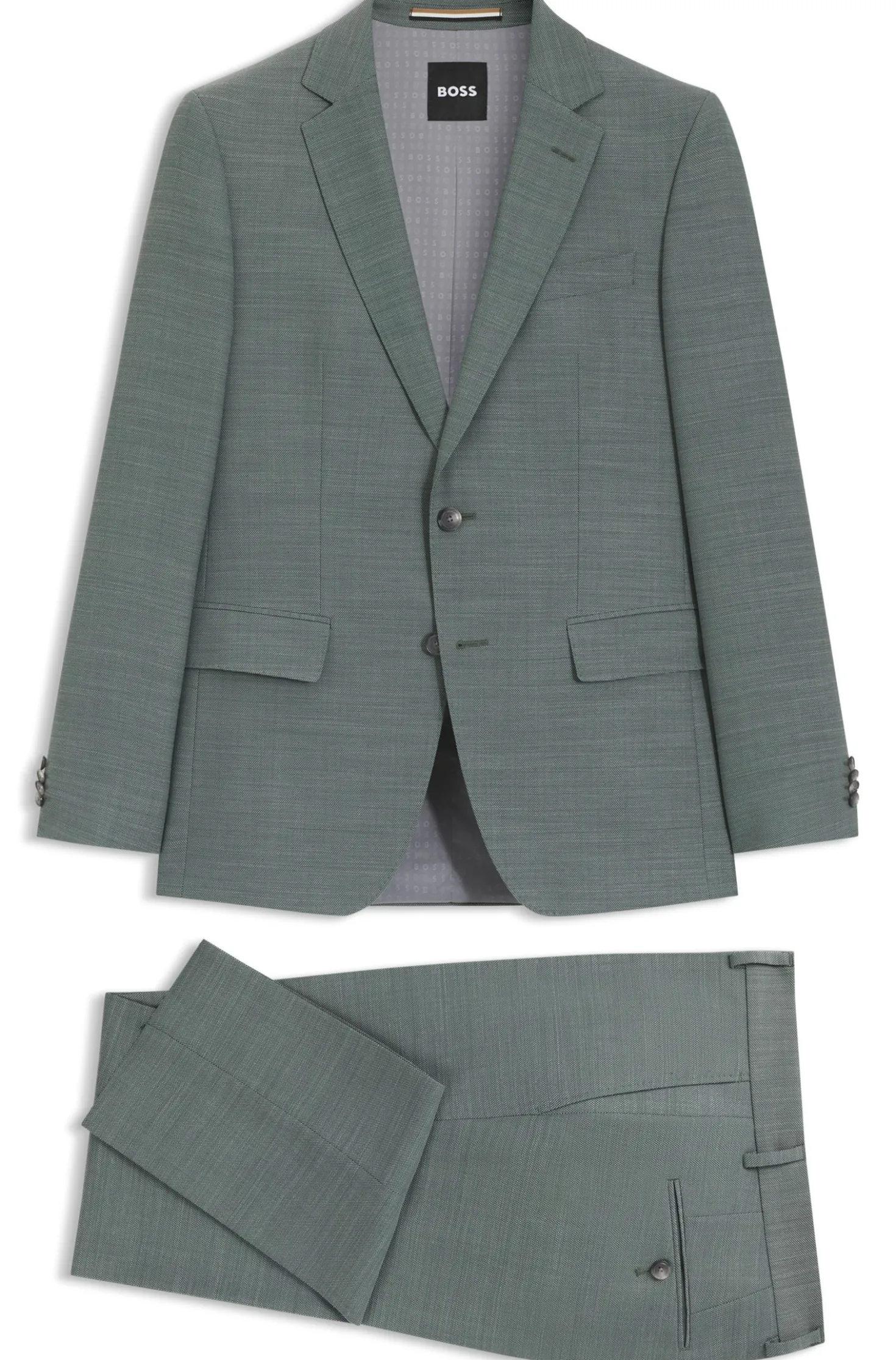 Two-piece slim-fit suit in micro-patterned stretch cloth