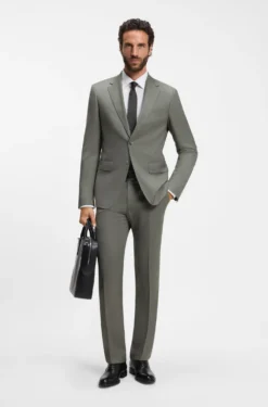 Two-piece slim-fit suit in patterned stretch wool