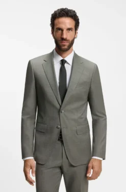 Two-piece slim-fit suit in patterned stretch wool