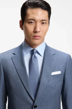 Two-piece slim-fit suit in patterned stretch wool